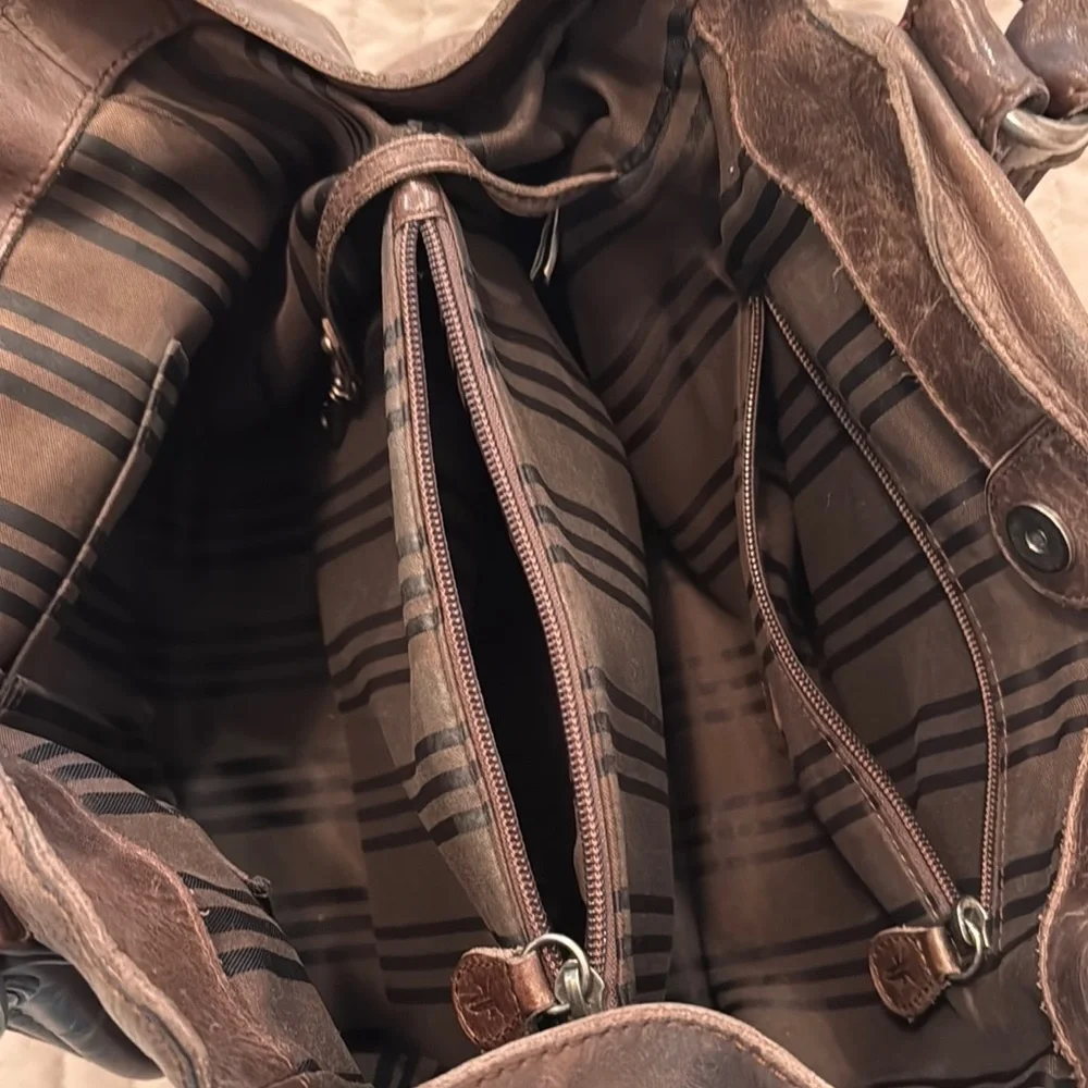 Frye Brown Leather Shoulder Bag with Structured Design - Picture 6 of 15